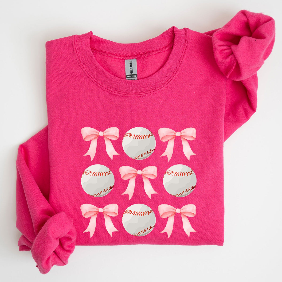 Baseball Pink Bows Mother Mama Sports Coquette Vintage Inspired Cozy Heartfelt Fan Mom Sweatshirt