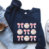 Baseball Pink Bows Mother Mama Sports Coquette Vintage Inspired Cozy Heartfelt Fan Mom Sweatshirt