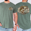 Bass Fishing Camouflage Old School Outdoorsman Print Inspired By Riverbank Angling Comfort Colors Tee