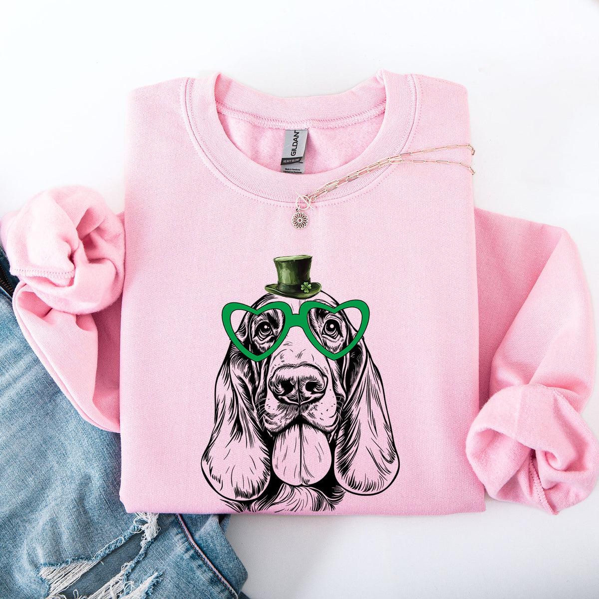 Basset Hound Adorable Dog St Patrick's Day Lucky Irish Pride Festive Cozy Sweatshirt