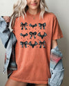Bats and Black Bows Vampire Coquette Gothic Ribbons Lace Fangs Comfort Colors Tee