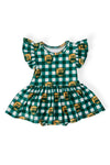 Baylor Plaid Bear S/S Flutter Twirl Bodysuit