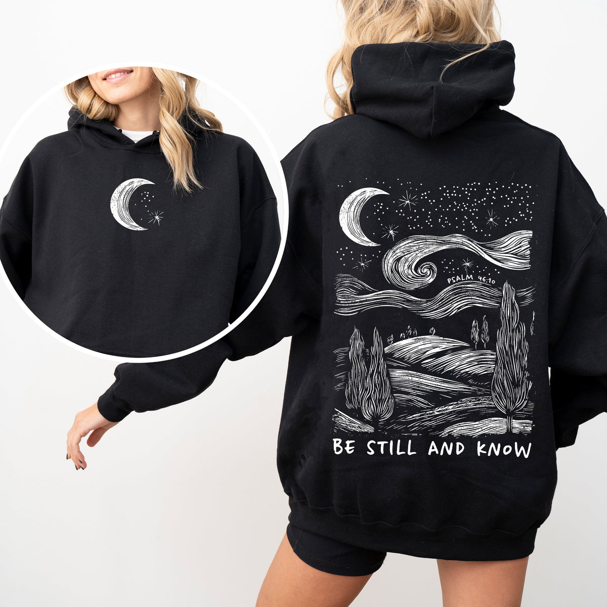 Be Still And Know Bible Verse Faith Christian Religious Inspirational Message Hoodie