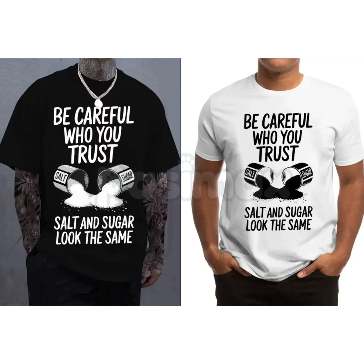 "Be Careful Who You Trust" Graphic T-Shirt - Salt & Sugar Motivational Streetwear, Stoic Wisdom Quote Tee, Urban Minimalist Trust No One Shirt, Meaningful Life Lesson Apparel
