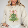 Beautiful Christmas Tree Coquette Ribbon Bows Xmas Ornament Theme Cozy Festive Print Sweatshirt