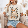 Beautiful Halloween Bows Bats Flowers Whimsical Nighttime Floral Halloween Parade Graphic Tee