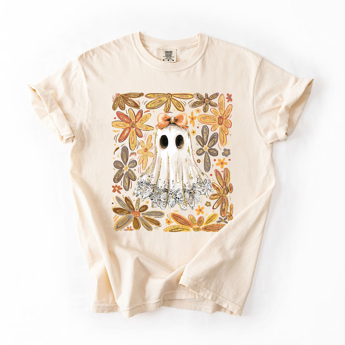 Beautiful Halloween, Flowers, Coquette Ghost Artwork Collection Comfort Colors Tee