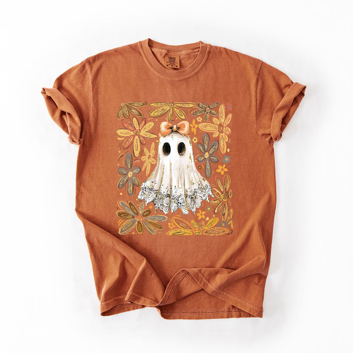 Beautiful Halloween, Flowers, Coquette Ghost Artwork Collection Comfort Colors Tee