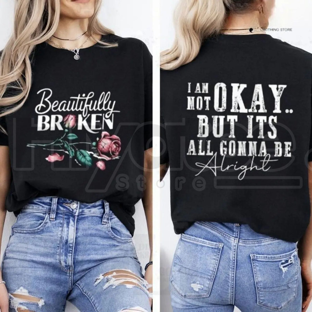 "Beautifully Broken" Women's Pure Cotton T-Shirt – Trendy Casual Street Style Tee