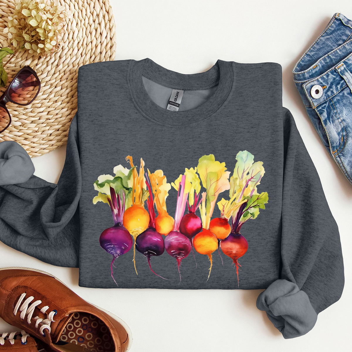 Beets Watercolor Vegetables Gardening Artistic Illustration Sweatshirt