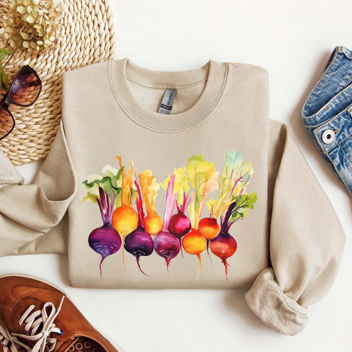Beets Watercolor Vegetables Gardening Artistic Illustration Sweatshirt