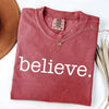 Believe Christmas Minimalist Holiday Santa Xmas Snow Winter Cozy Comfort Colors Tee