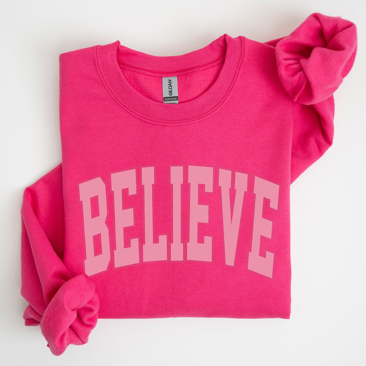 Believe Varsity Collegiate Christmas Santa Winter Xmas Festive Holiday Cheer Sweatshirt