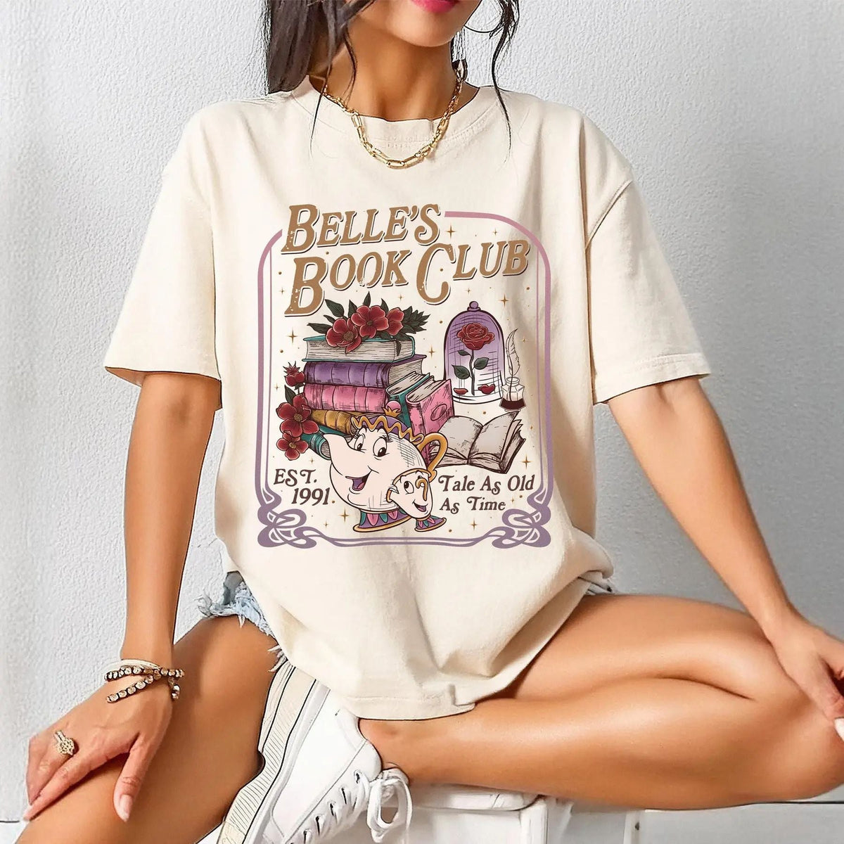 Belle's Book Club T-Shirt – 'Tale As Old As Time' Book Cafe Tee, Belle Princess Book Lover Gift, Comfort Colors