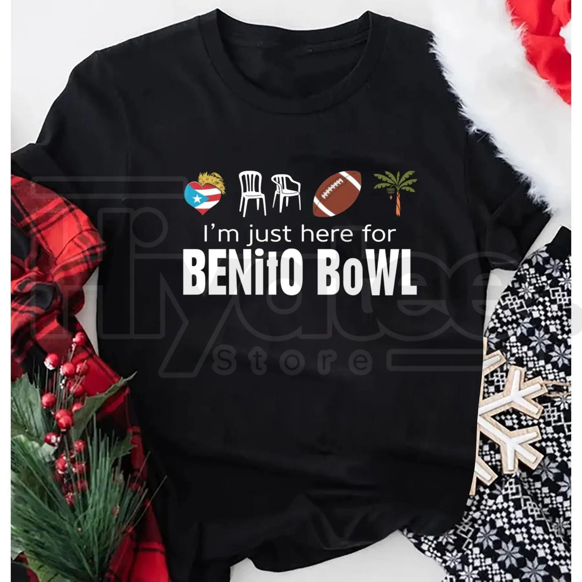 Benito Bowl Christmas T-Shirt – 100% Cotton Festive Football Oversized Tee