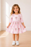 Big Sister Floral 3/4 Sleeve Pocket Twirl Dress