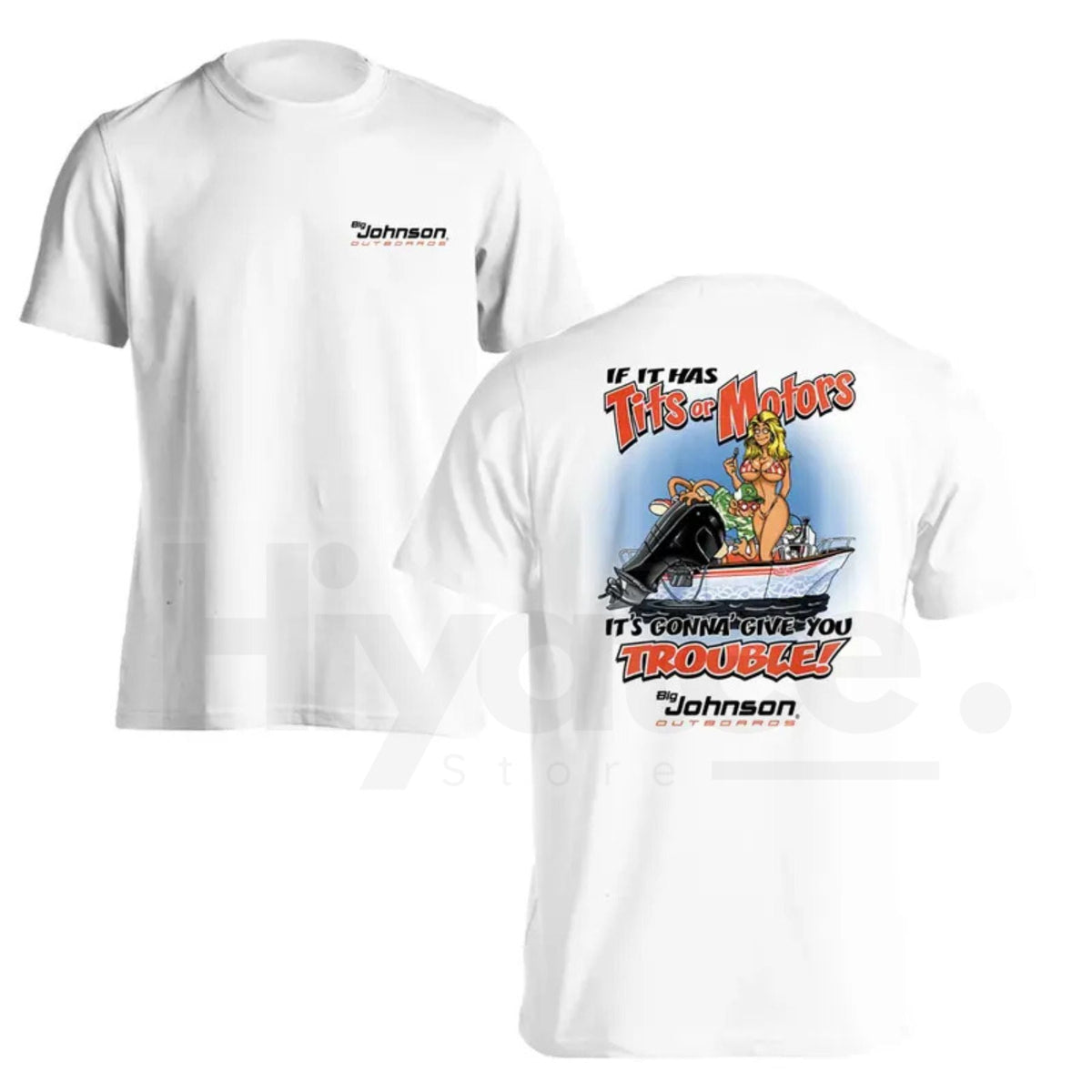 Big Johnson Tits Or Motors T-Shirt – Classic Heavy Cotton Streetwear Graphic Tee