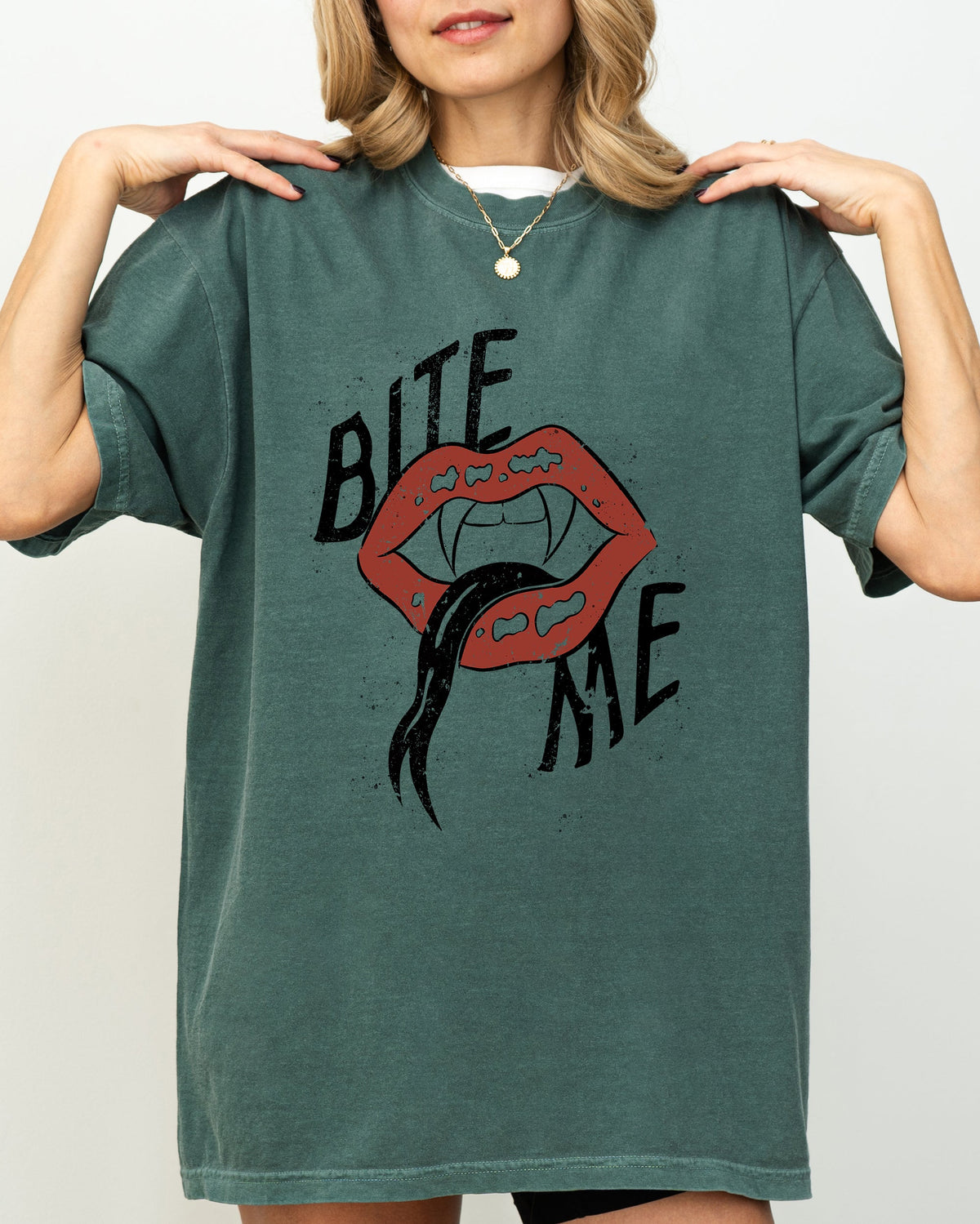 Bite Me Lips Vampire Funny Sexy Crude Sarcastic Vulgar Edition Comfort Colors Tee