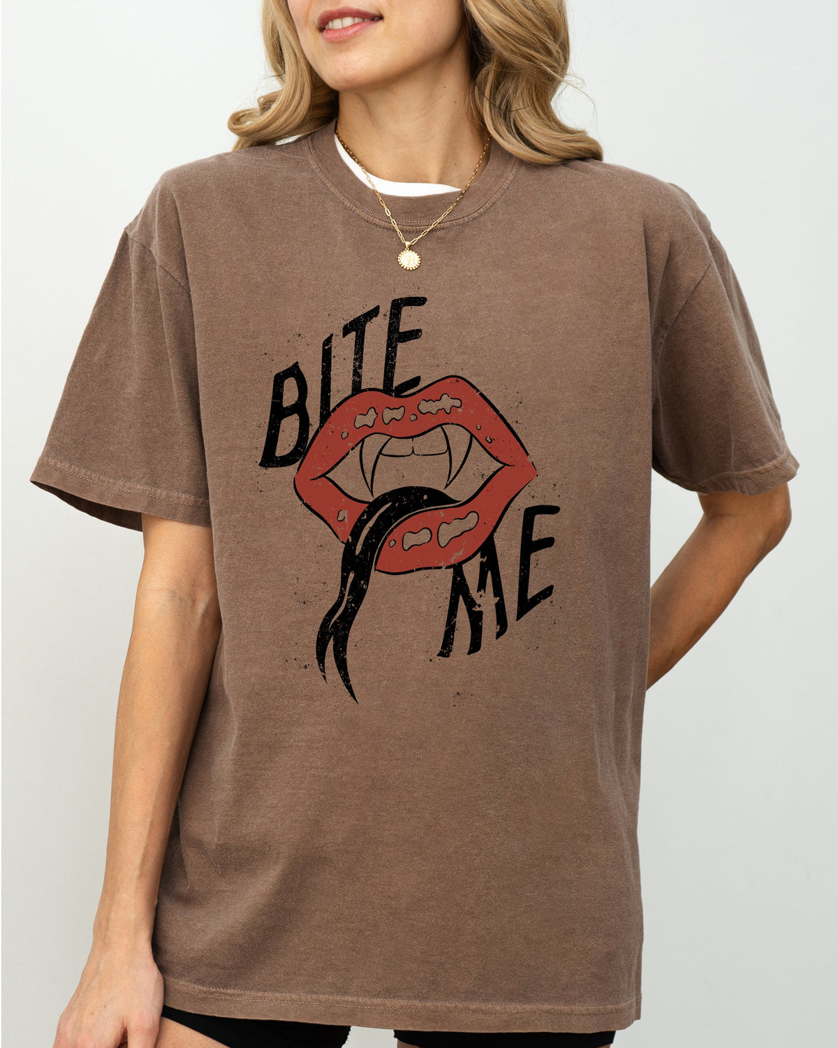 Bite Me Lips Vampire Funny Sexy Crude Sarcastic Vulgar Edition Comfort Colors Tee