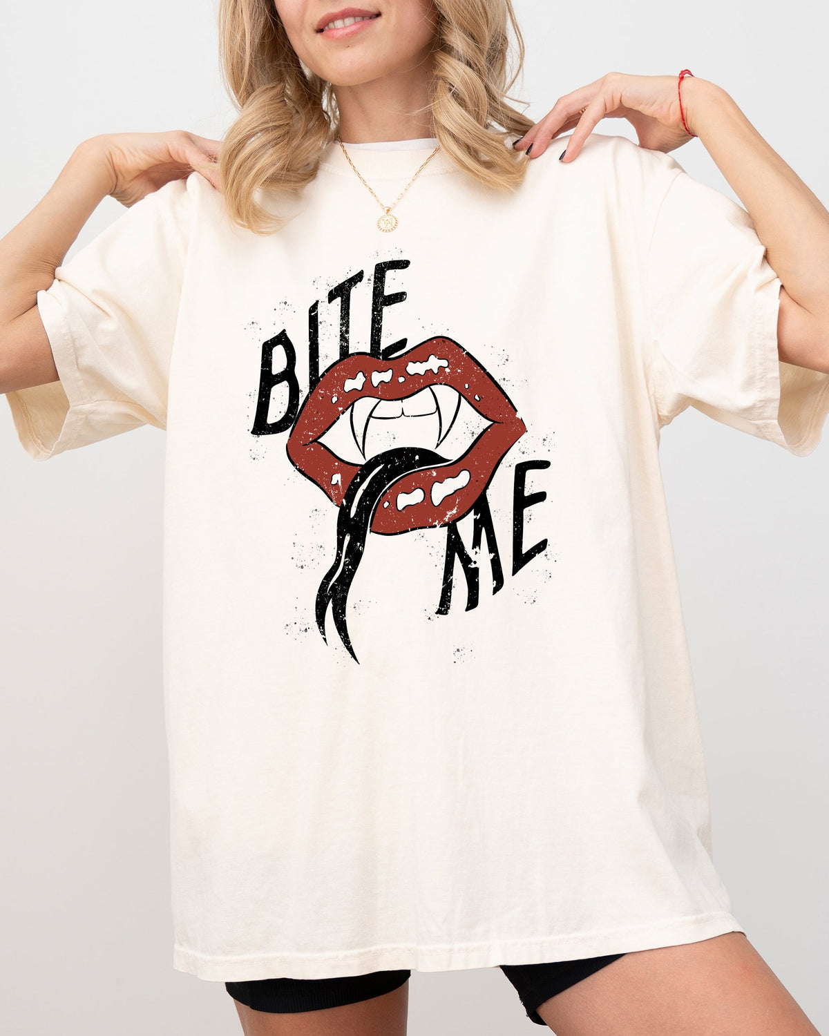 Bite Me Lips Vampire Funny Sexy Crude Sarcastic Vulgar Edition Comfort Colors Tee