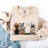 Shimmering Ghost Halloween Black Cat Pumpkin Ghost Cats Retro Gothic Autumn Sweatshirt