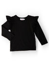 Black L/S Ruffle Tee