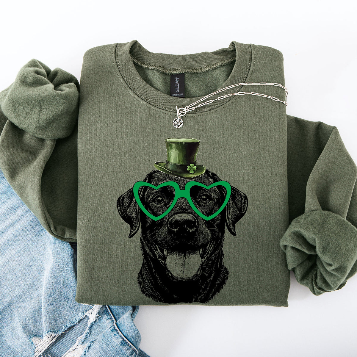 Black Lab Labrador Adorable Dog St Patrick's Day Lucky Irish Celtic Charm Sweatshirt