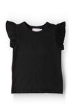 Black S/S Ruffle Tee