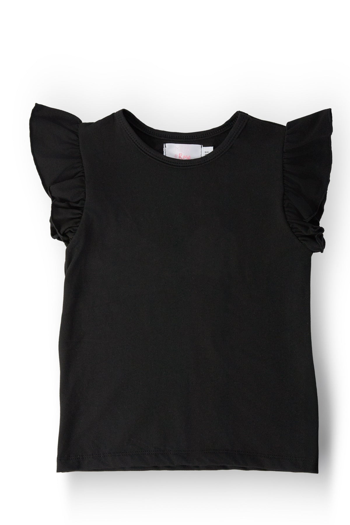 Black S/S Ruffle Tee