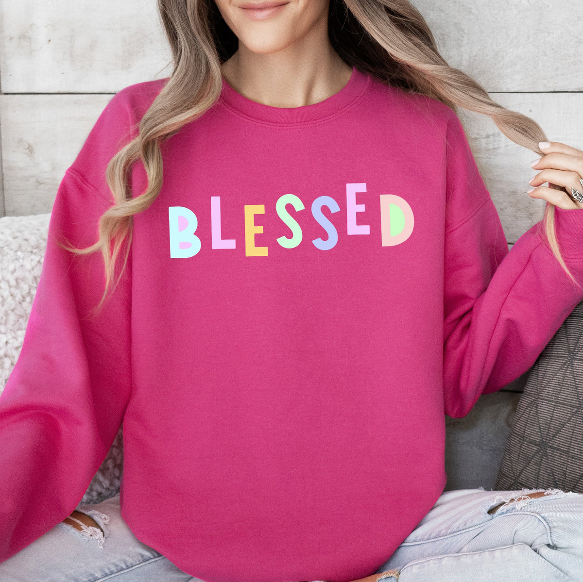 Blessed Positivity And Sarcasm Graphic Quote For Positive Vibes Daily Crewneck Sweatshirt