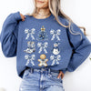 Blue Christmas Snowman Christmas Tree Delft Coquette Floral Santa Classic Sweatshirt