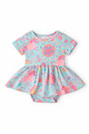 SALE Blue Retro Unicorns S/S Twirl Bodysuit
