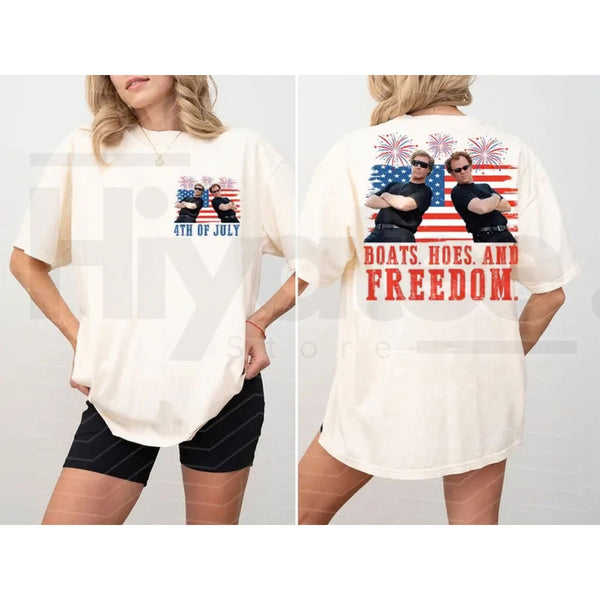 "Boats Hoes And Freedom" 4th of July T-Shirt – Funny Step Brothers Parody Tee