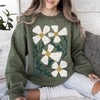 Boho Art Nouveau Flowers Bold Design Bohemian Floral Motif Intricate Linework Vintage Inspired Sweatshirt