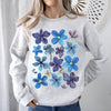 Bold Floral Blues Pressed Flowers Nature Botanical Landscape Artwork Timeless Nature-Inspired Collection Sweatshirt