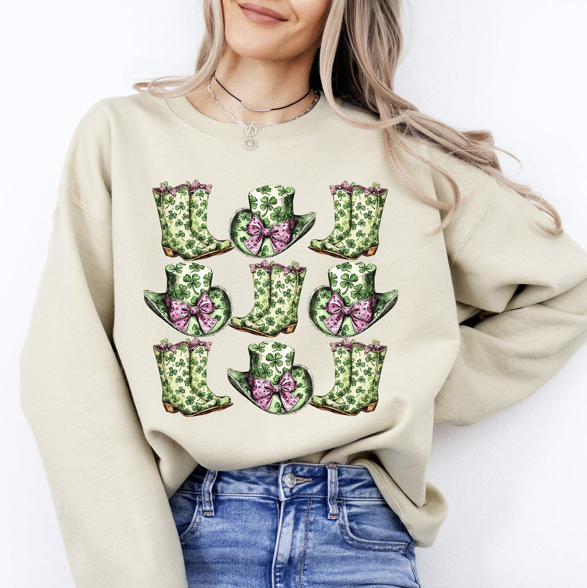 Boots And Hats Cowboy St Patrick's Day Shamrock Clover Lucky Leprechaun Sweatshirt