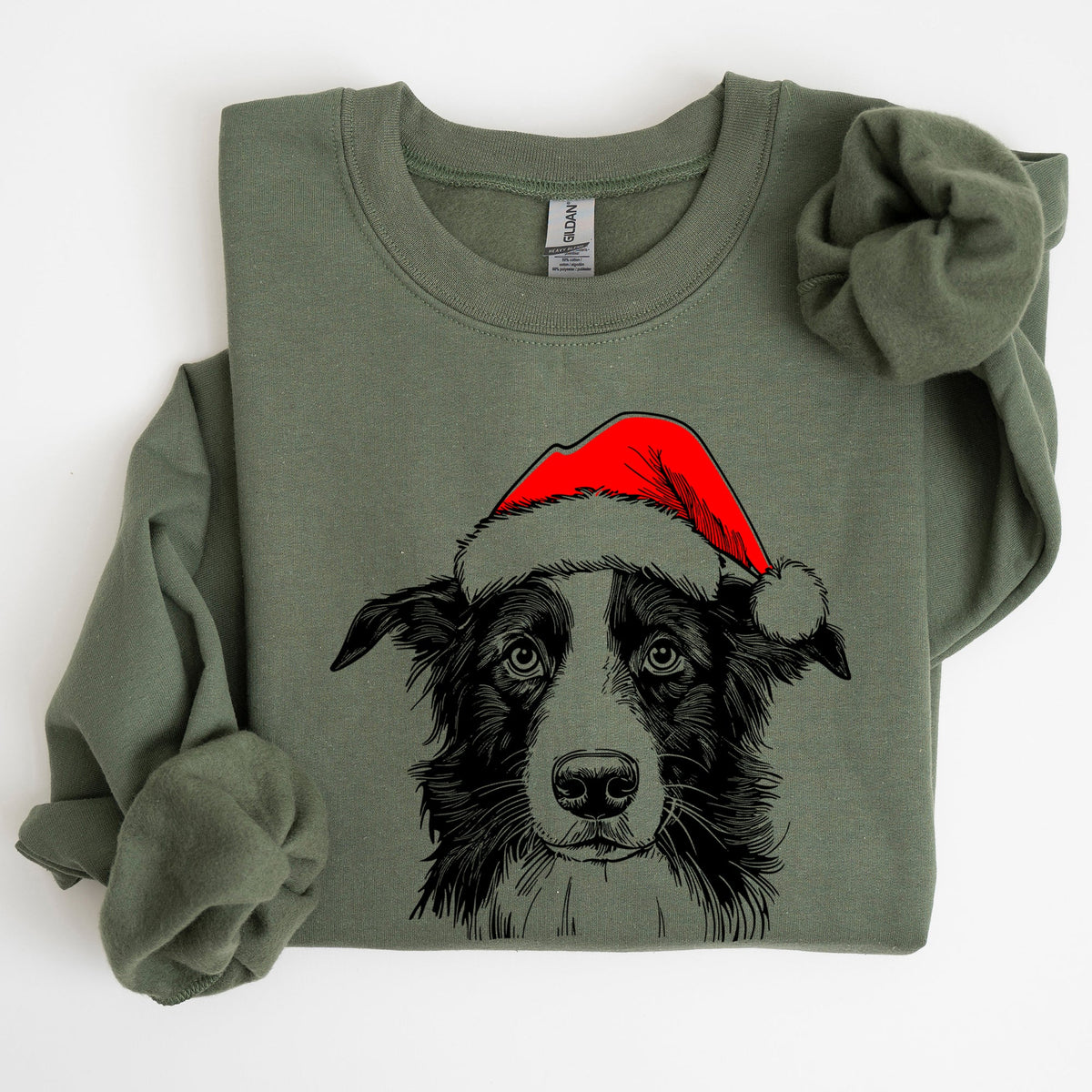 Border Collie Santa Christmas Dog Lover Pet Festive Cozy Warm Winter Premium Sweatshirt