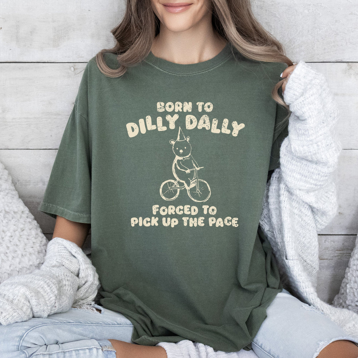 Born To Dilly Dally Bear Meme Vintage Style Pop Culture Limited Edition Graphic Tee