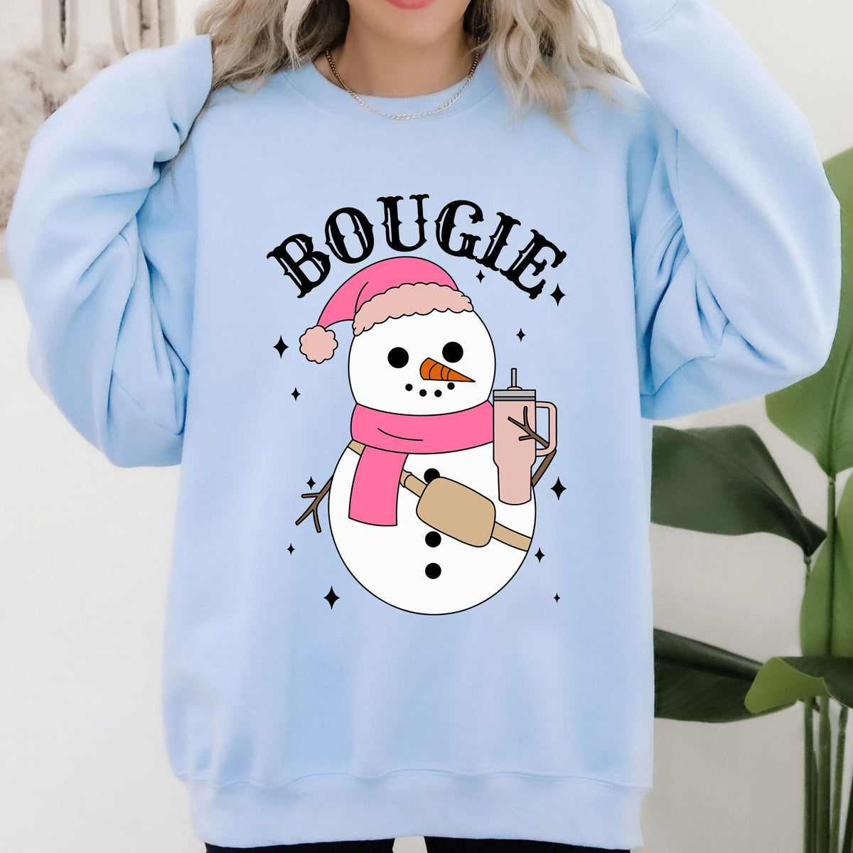 Bougie Snowman Christmas Santa Winter Snow Xmas Holiday Cheer Festive Cozy Classic Sweatshirt