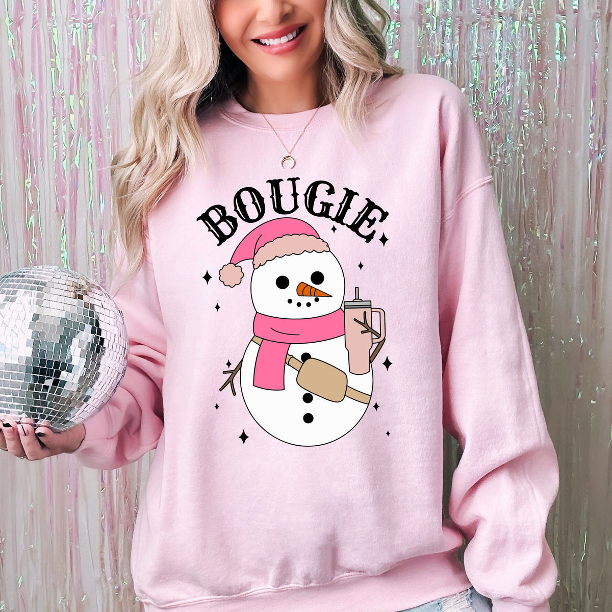Bougie Snowman Christmas Santa Winter Snow Xmas Holiday Cheer Festive Cozy Classic Sweatshirt