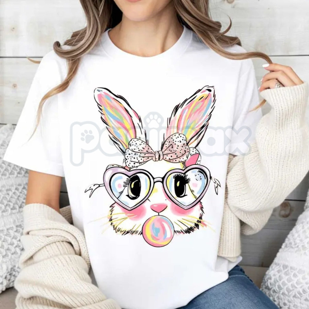 "Bubblegum Bunny" Funny Easter T-Shirt - Cool Rabbit Blowing Bubble Graphic Tee, Premium 100% Cotton Easter Sunday Top, Trendy Pink Bunny Streetwear Shirt, Hipster Easter Gift for Teens & Adults, Soft Lived-In Festive Holiday Apparel