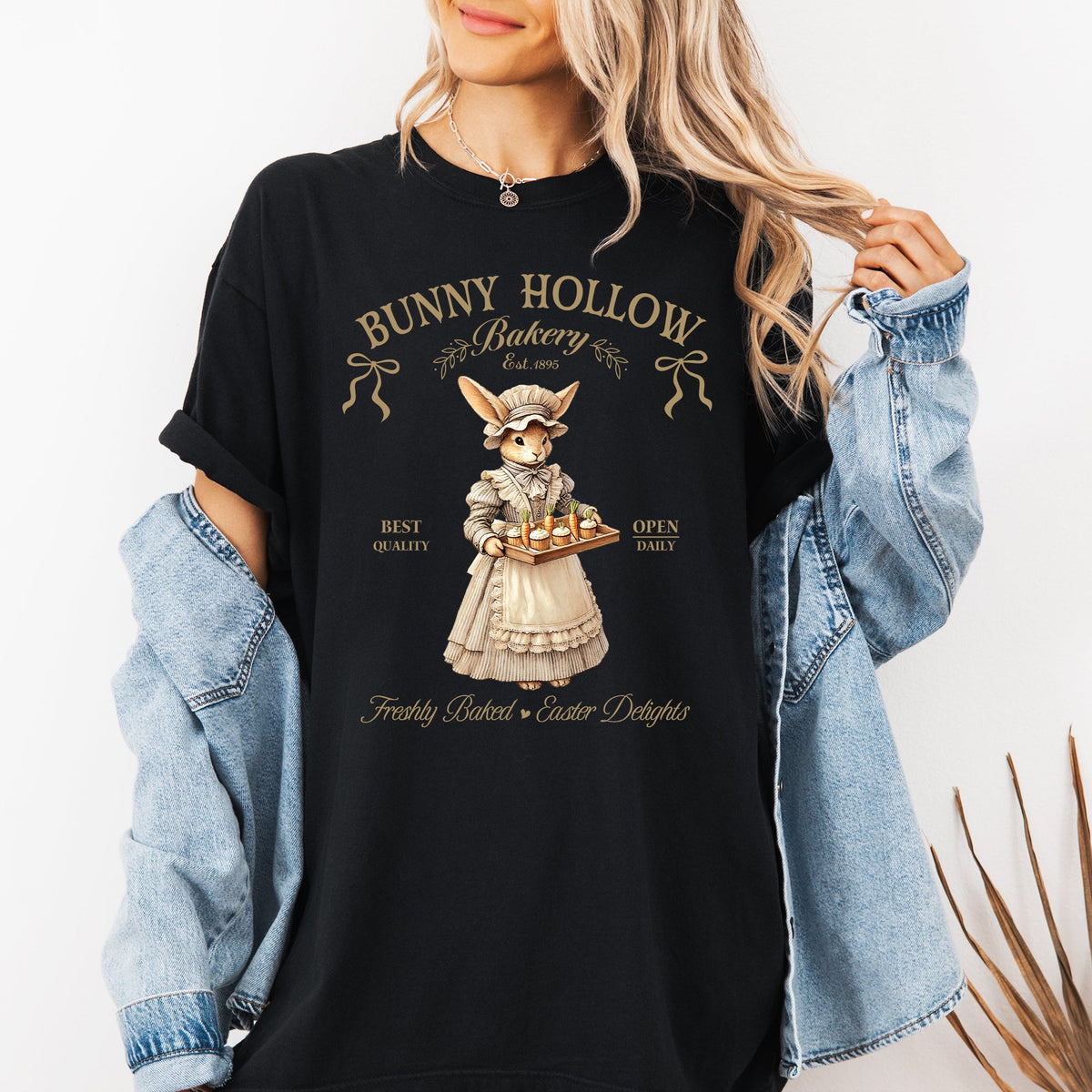 Bunny Hollow Bakery Easter Bunny Jesus Rabbit Holiday Family Friendly Comfort Colors Tee