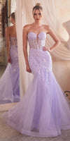 Ladivine CB139 Long Strapless Fitted Embellished Mermaid Gown