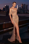 Ladivine CC324 Dress Off The Shoulder Beaded Fitted Prom Gown