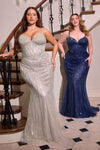 Ladivine CC398C Dress Strapless Beaded Fitted Plus Size Prom Gown