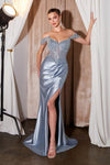 Ladivine CC456 Glitter Satin Strech Fitted Evening Gown