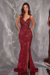 Ladivine CC498 Radiating Glamour Thigh High Slit Formal Gown