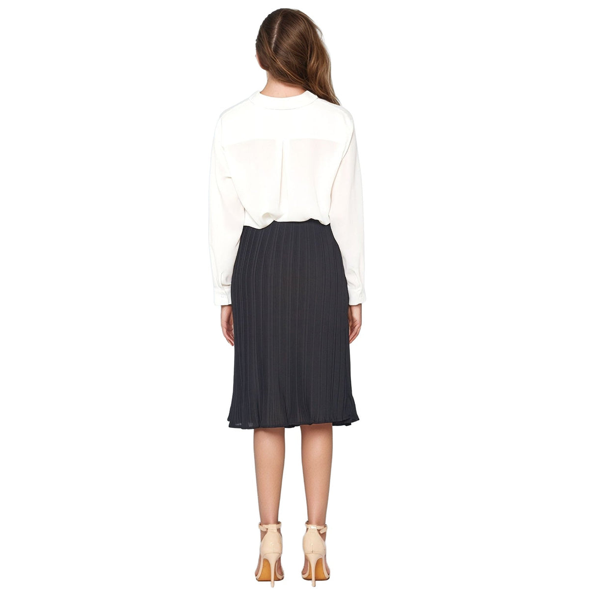 Pleione Women's High Waisted Pleated Midi Skirt