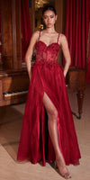 Ladivine CD0234 Long Lace and Tulle A-Line Ball Gown