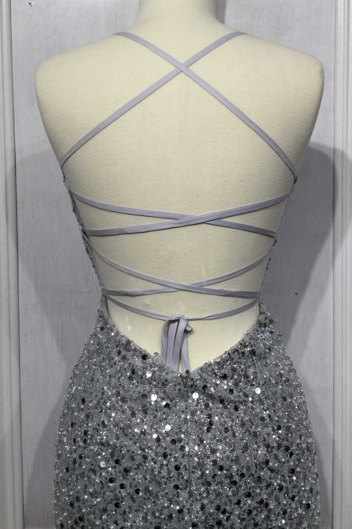 Ladivine CD258 Floor Length Iridescent Fitted Sequin Gown